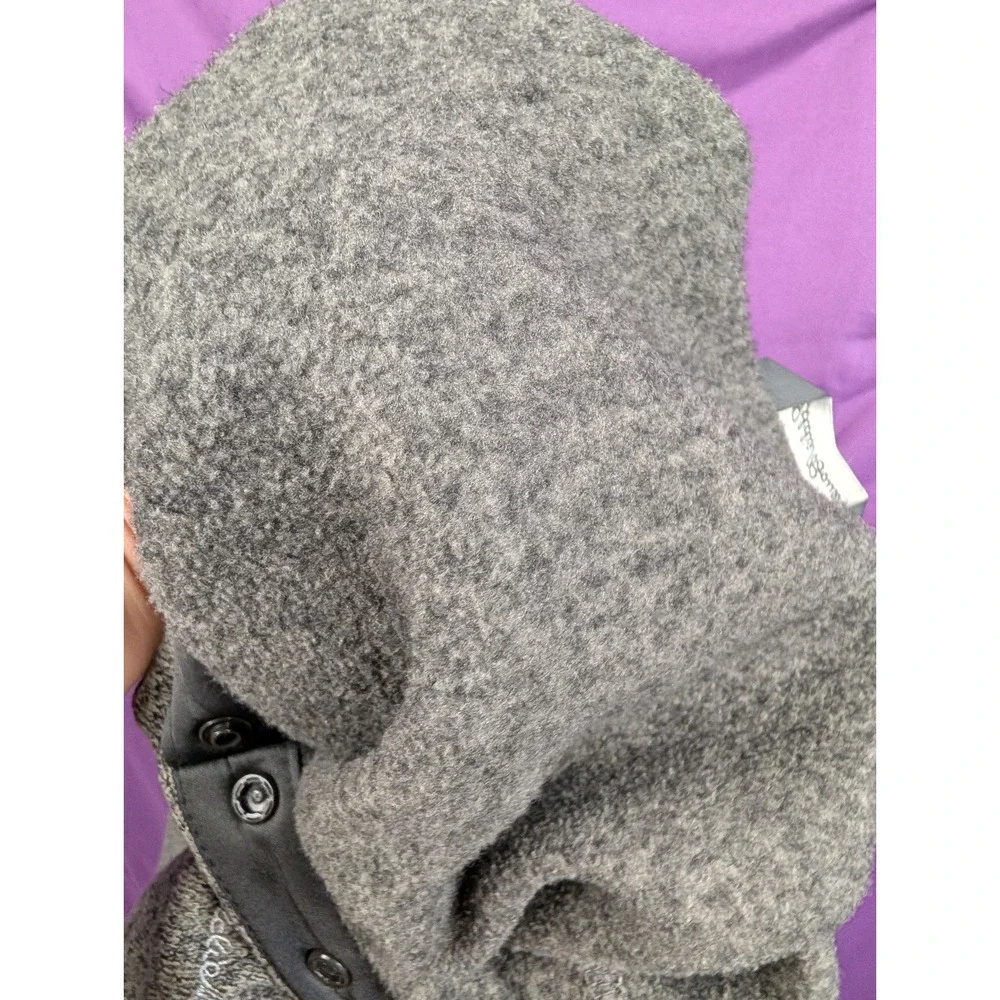 Eddie Bauer Mens Fleece Sweater M Snap Button 1/4 Zip Pullover Heather Charcoal